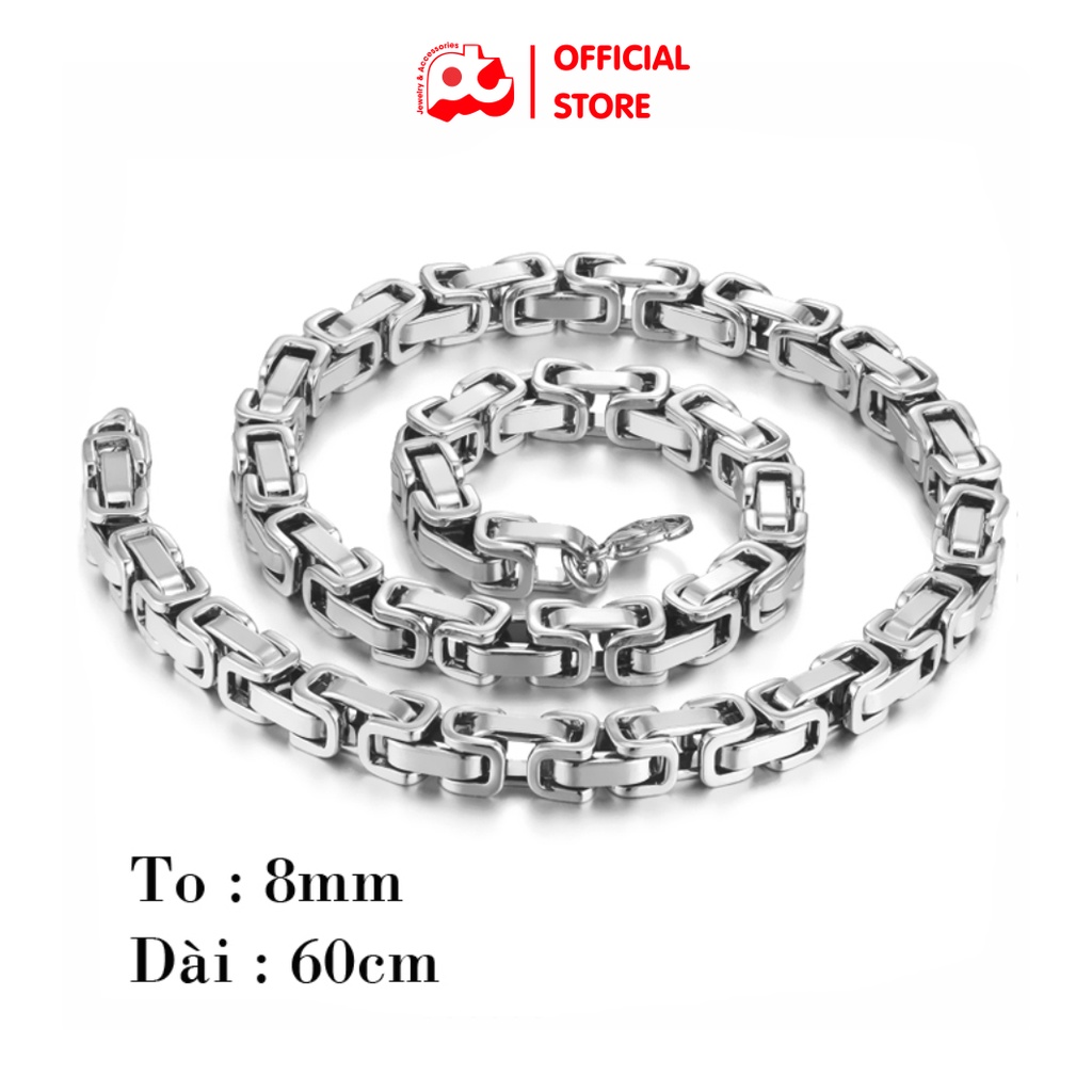 Dây chuyền nam cao cấp thời trang đẹp titan thép không gỉ PT JEWELRY kích cỡ 8mm màu trắng PTDCNA182