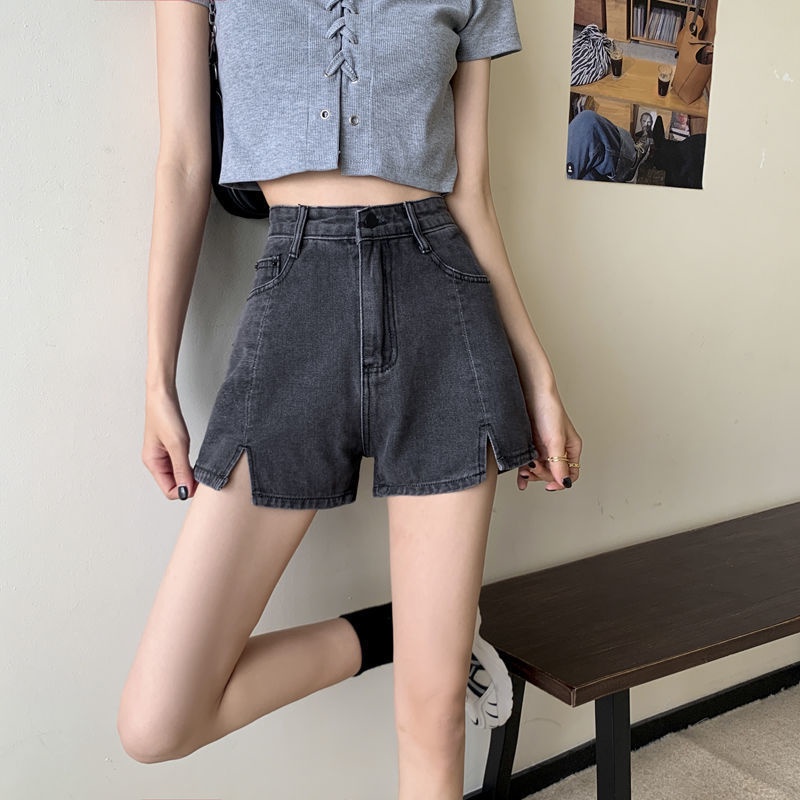 AMOI Quần Short Denim Lưng Cao Ống Rộng Thời Trang Hàn Quốc 2022 Dành Cho Nữ