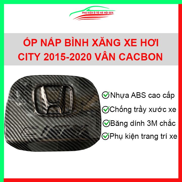 Ốp nắp xăng City 2015 2016 2017 2018 2019 2020 vân cacbon bảo vệ chống trầy trang trí ô tô