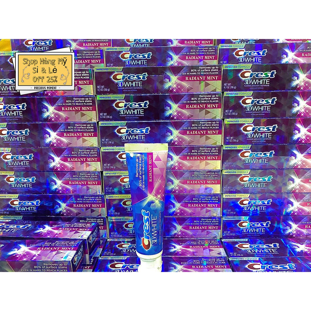 [ Vị Mới] Kem đánh răng Mỹ Crest bạc hà trắng sáng 116g