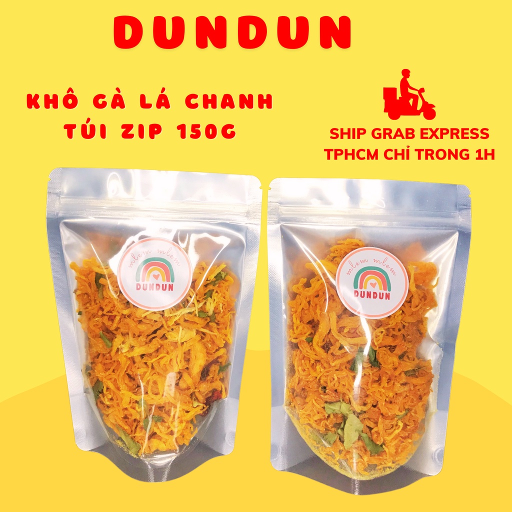 Khô gà lá chanh xé sợi túi zip 150g DunDun, khô gà siêu ngon | BigBuy360 - bigbuy360.vn
