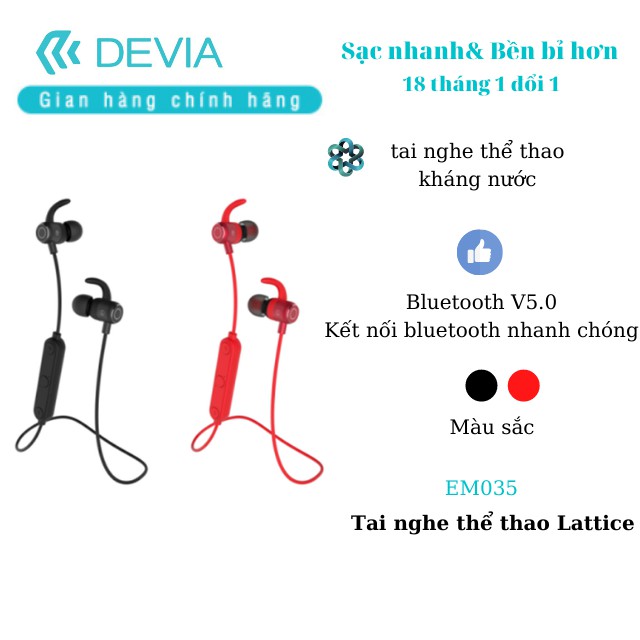 Tai nghe bluetooth chính hãng Devia Lattice thể thao - chống nước