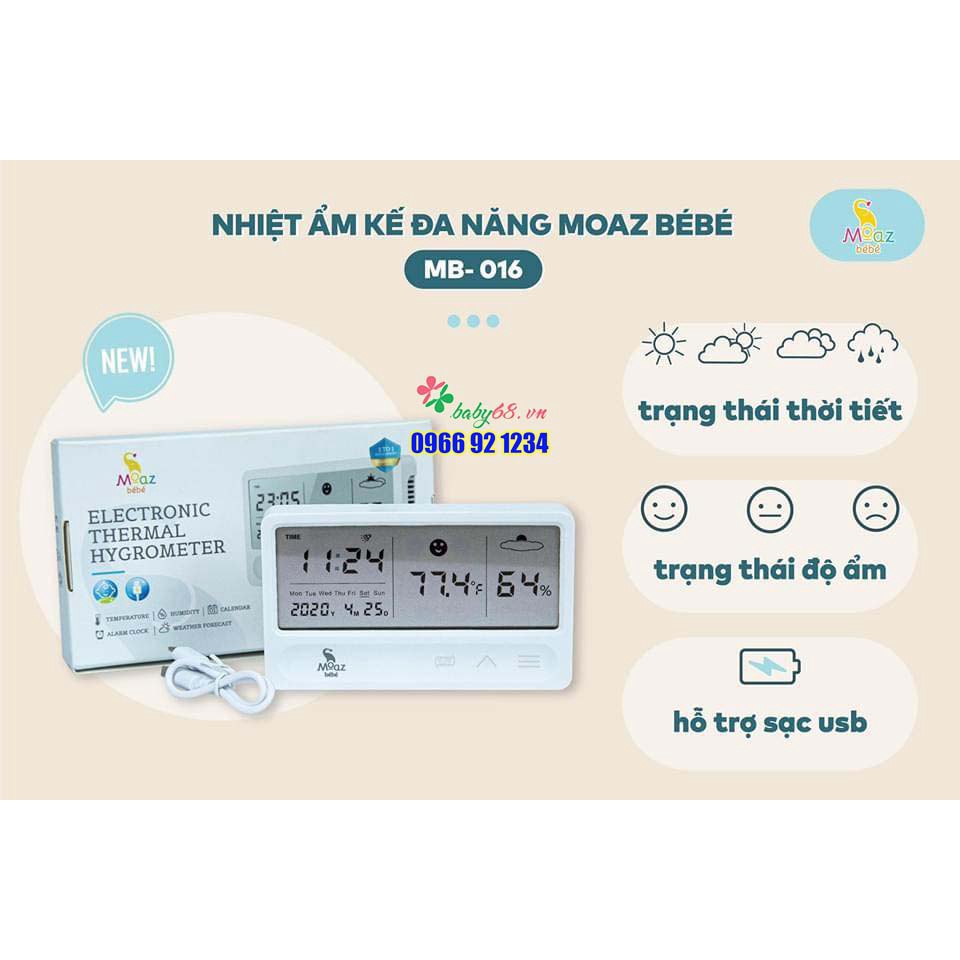 Nhiệt ẩm kế điện tử Moaz Bebe MB-016, MB-027