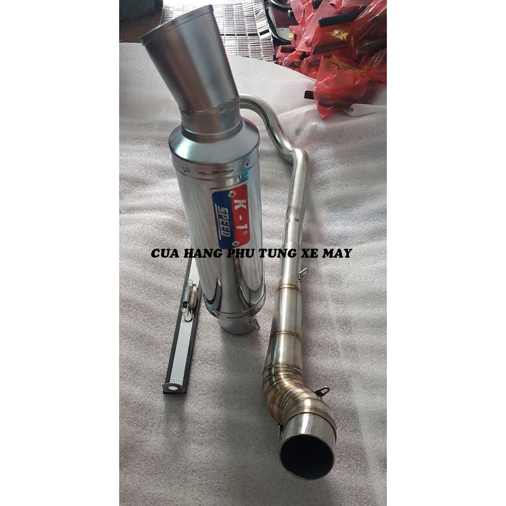 Pô K1 - kèm cổ 2 khúc inox 304 gắn xe Ex 135/ Ex 150/ Winner 150/ Winner X/ Sonic/ Raider Fi/ Satria