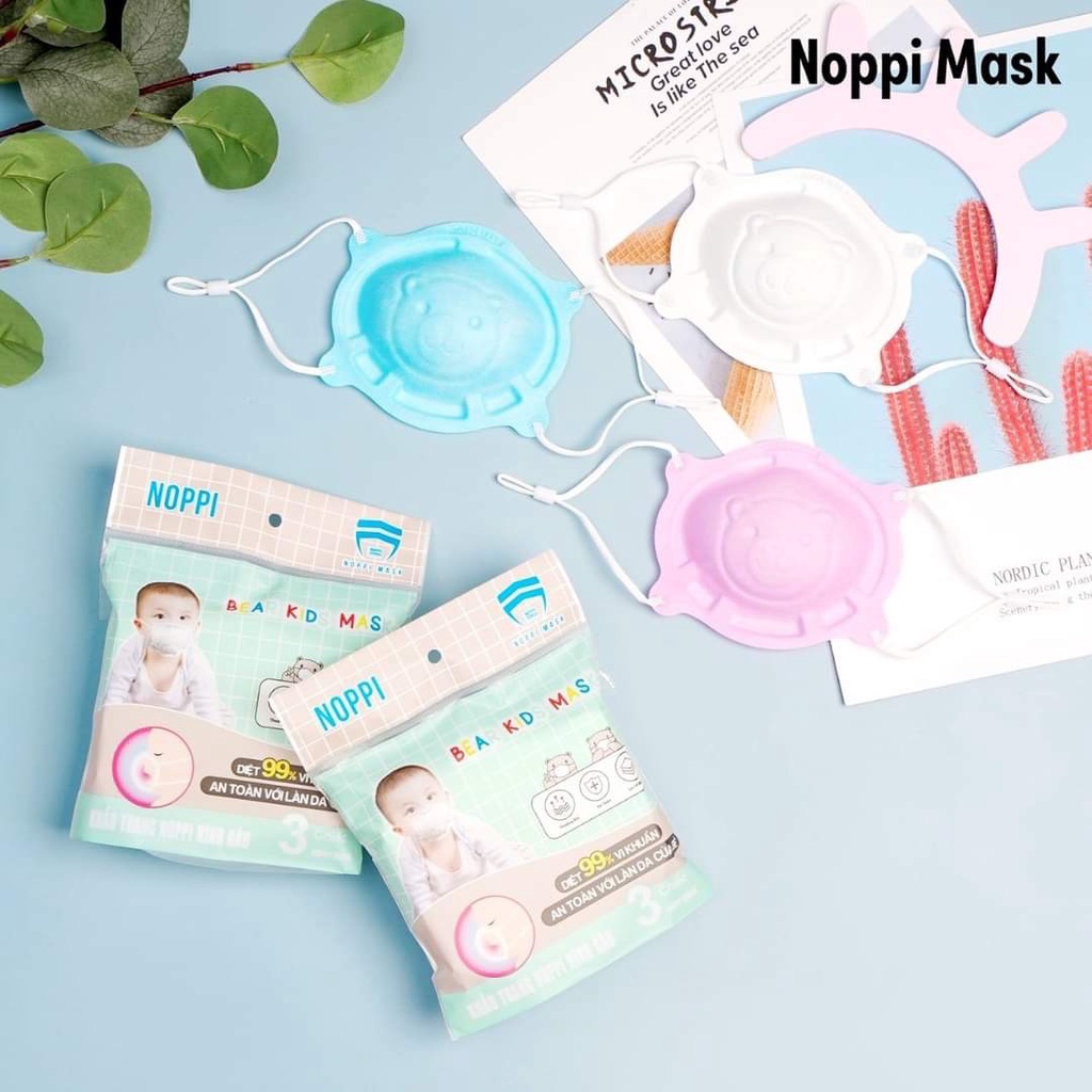 Set 3 Cái Khẩu Trang Gấu 3D Cho Bé Sơ Sinh Noppi Mask Uni Baby Shop