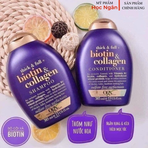 Cặp dầu gội xả  BIOTIN & COLLAGEN OGX 385ml màu tím dưỡng tóc, ngăn ngừa rụng tóc, kích thích mọc tóc Myphamhocngan1