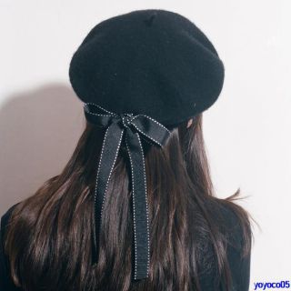[ SẴN ĐEN ] Mũ nồi beret đính nơ hàng Quảng Châu