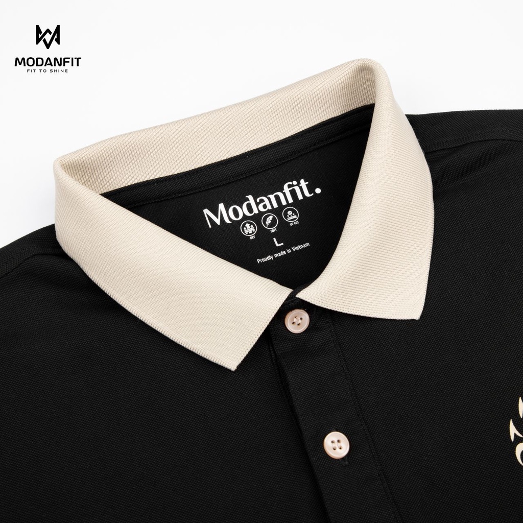 Áo polo nam phối CLAW in hình họa tiết vải CVC cao cấp, nam tính, thanh lịch, sang trọng, trẻ trung - MODANFIT