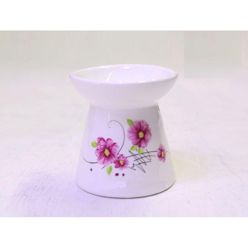 ĐÈN ĐỐT NẾN TINH DẦU GỐM  TRỤ IN HOA