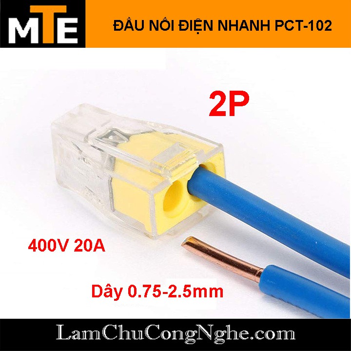 Đầu nối dây điện nhanh - Combo 5 cút nối PCT-102 , PCT-104