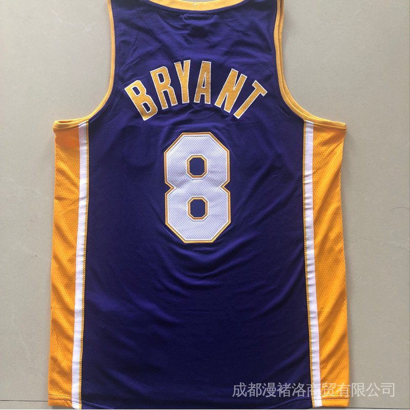 Áo thun bóng rổ số 8# đội tuyển Kobe Bryant Los Angeles Lakers 2000-01 NBA Finals màu tím