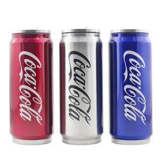 Bình giữ nhiệt Coca 500ml có ống hút - lon nước ngọt INOX cao cấp