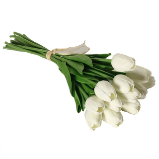 1 Hoa tulip nhân tạo màu trắng trang trí tiệc cưới