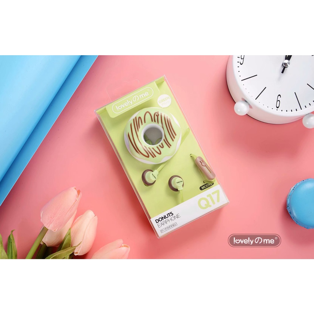Tai nghe nhét tai có dây hình bánh kém siêu đẹp, tai nghe có mic kèm hộp đựng dễ thương nghe siêu hay - BH 12T - Q17