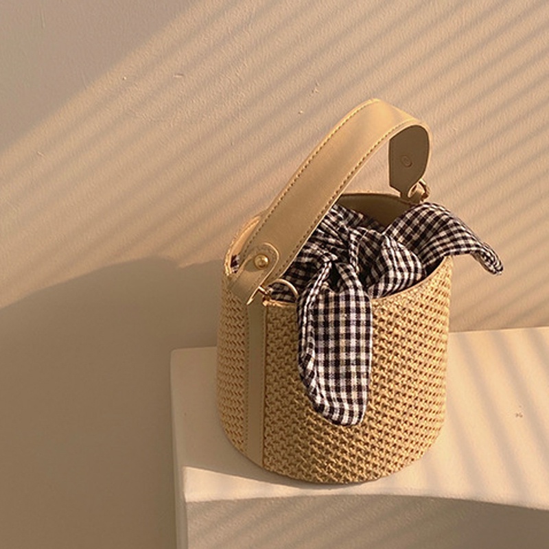 Túi Đeo Vai Bằng Rơm Dệt Phong Cách Phương Tây Dễ Phối Đồ Cho Nữ