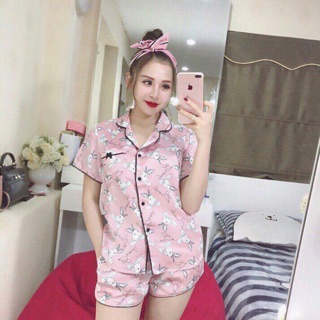 Bộ ngủ lụa cộc tay