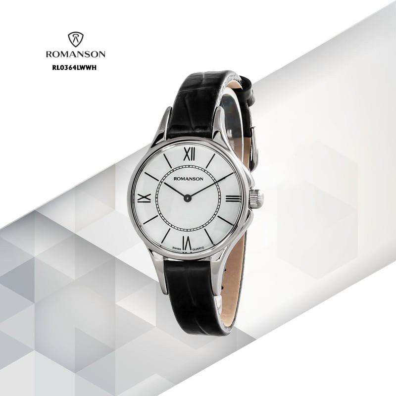 Đồng hồ Romanson Watch RL0364LWWH nữ mặt nhỏ kính chống xước, máy Thụy Sĩ chống nước, dây da cao cấp chính hãng