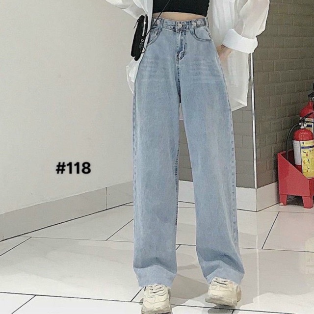 Bigsize(30-35) Quần Jeans Suông Nữ VNXK✈️FREESHIP Size Lớn Lưng Kiêu Baggy Ms118 TC shop Jeans