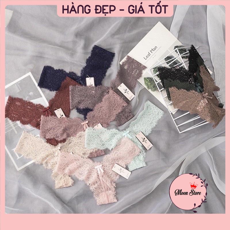 Quần lót ren nữ lọt khe chữ Y ren mềm mại hoạ tiết đính nơ nhỏ sexy quyến rũ 8003