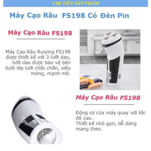 [HCM] Máy Cạo Râu Nam 3 Lưỡi Ruiying Fs198 Có Đèn Led Lưỡi Dao Siêu Bền Linh Hoạt