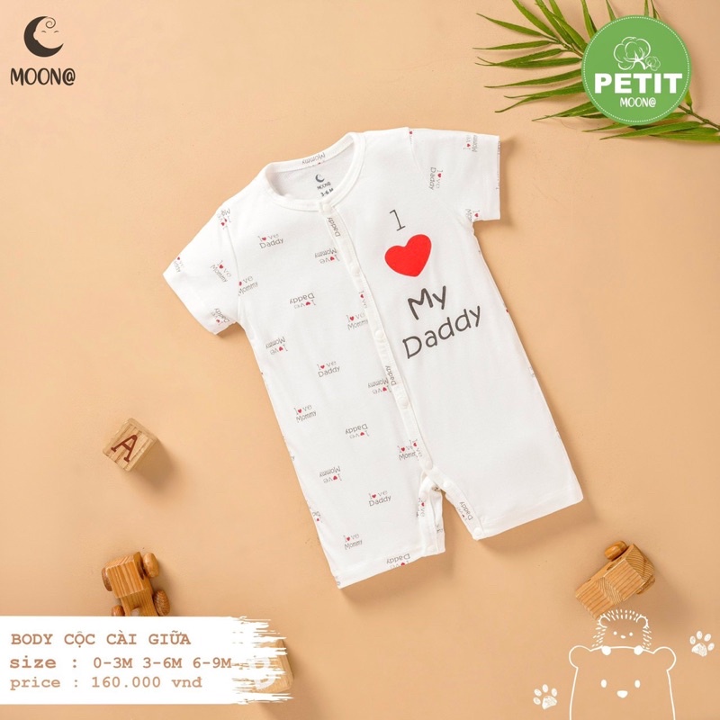 [Moon@] Body sơ sinh cài chéo chất Petit cho bé 3-7kg chính hãng mẫu mới