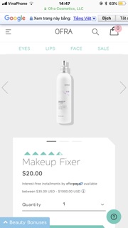 Xịt giữ nền makeup Ofra Fixer fullsize 240ml