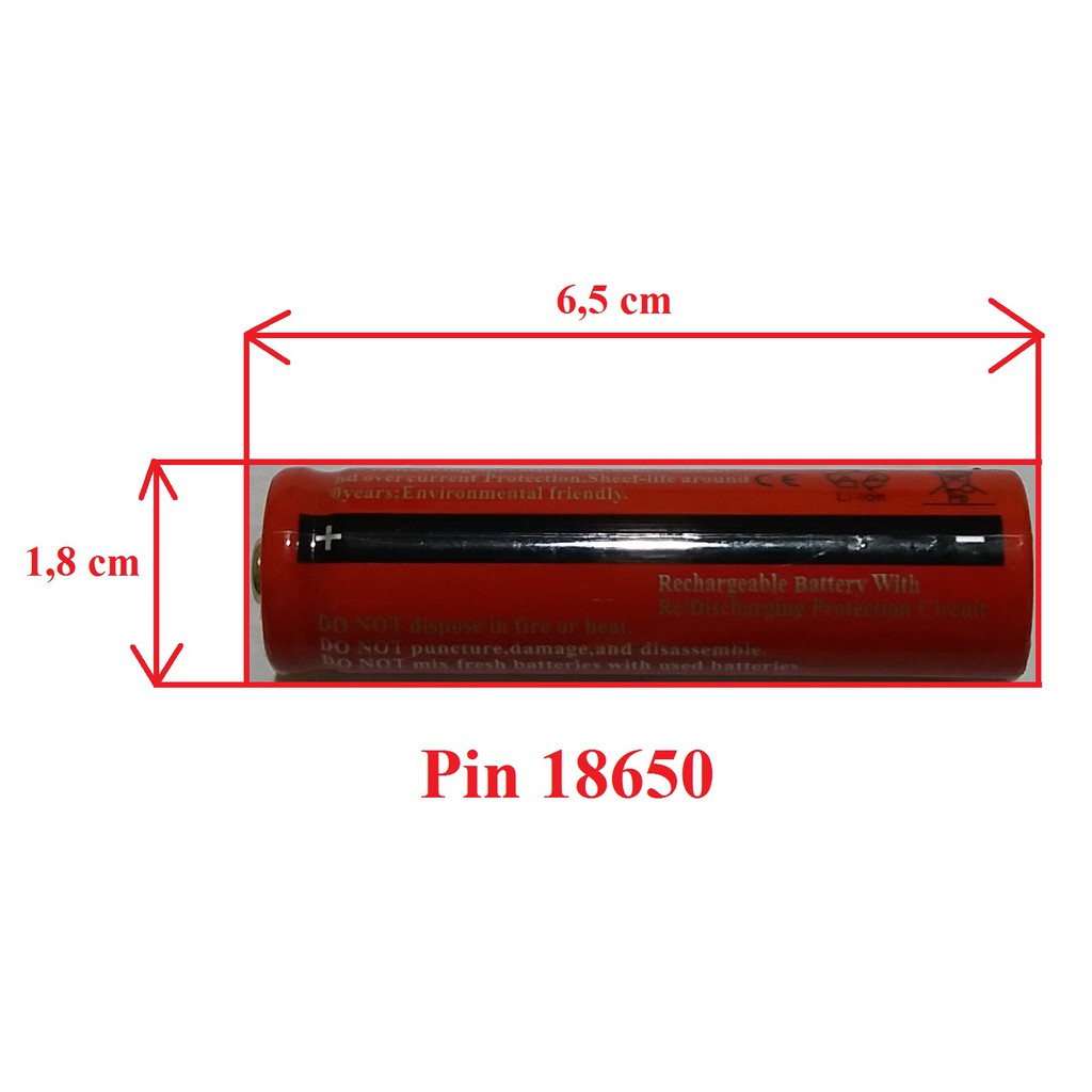 Pin sạc lớn Li-Ion loại 18650 dung lượng 200-300 mAh