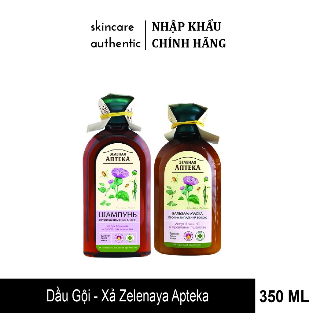 [HÀNG CHÍNH HÃNG] Dầu gội xả chống rụng tóc Zelenaya Apteka Cây ngưu bàng và protein lúa mì