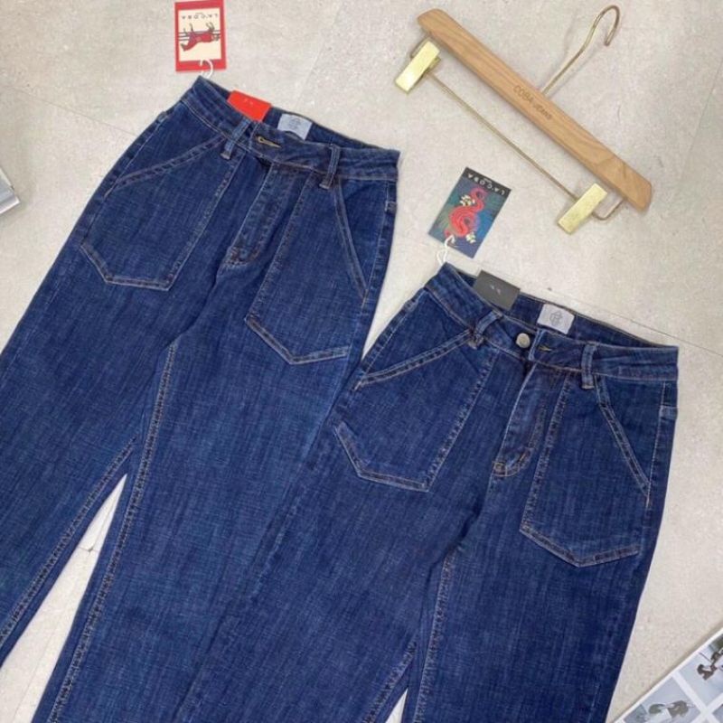 Quần bò ống rộng quần jean bò ống suông jeans nữ cạp cao ống đứng hot 2021 Pink Apricot Shop | BigBuy360 - bigbuy360.vn