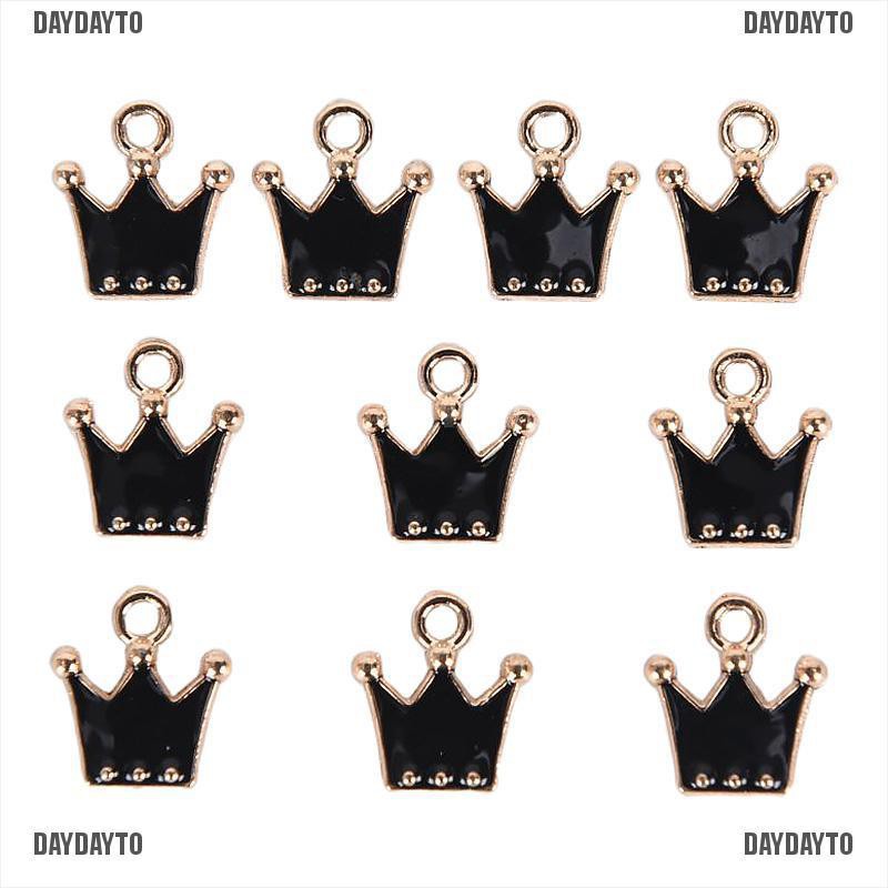 Bộ 10 Mặt Dây Chuyền Hình Vương Miện Tráng Men DIY