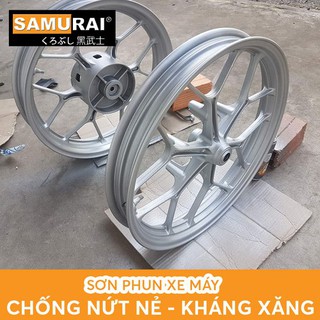 COMBO sơn Samurai Lót-Nền-Màu-Bóng đầy đủ sơn mâm xe máy màu bạc lấp lánh 1701*