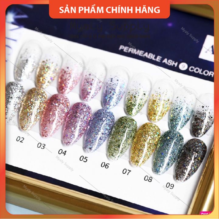 Set Sơn AS Nhũ Chai Đỏ Nắp Nhọn 9 Chai Cao Cấp AHC