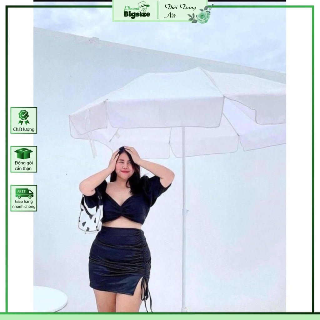 (40-hơn100kg) BIGSIZE SET ÁO VÁY CHÉO NGỰC TAY PHỒNG