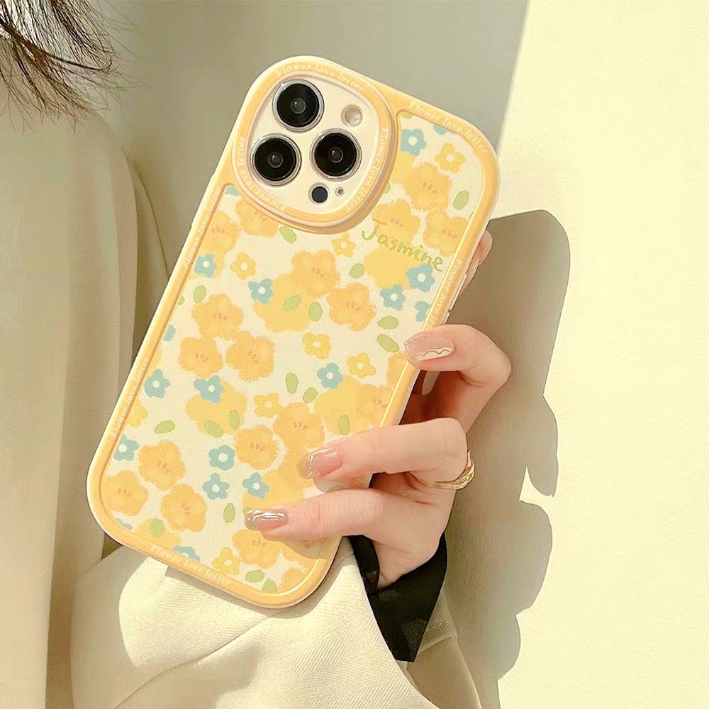 Lovely Fashion Yellow Floral Phone Case For Samsung A23 A33 A53 A73 M23 A03 A13 A03s A12 A22 A52 A52s S22 Plus Ultra S20 S21FE A72 A51 A71 A32 A50 A50s A30s A30 A20 A20s Soft Back Cover Silicone Protective Cover