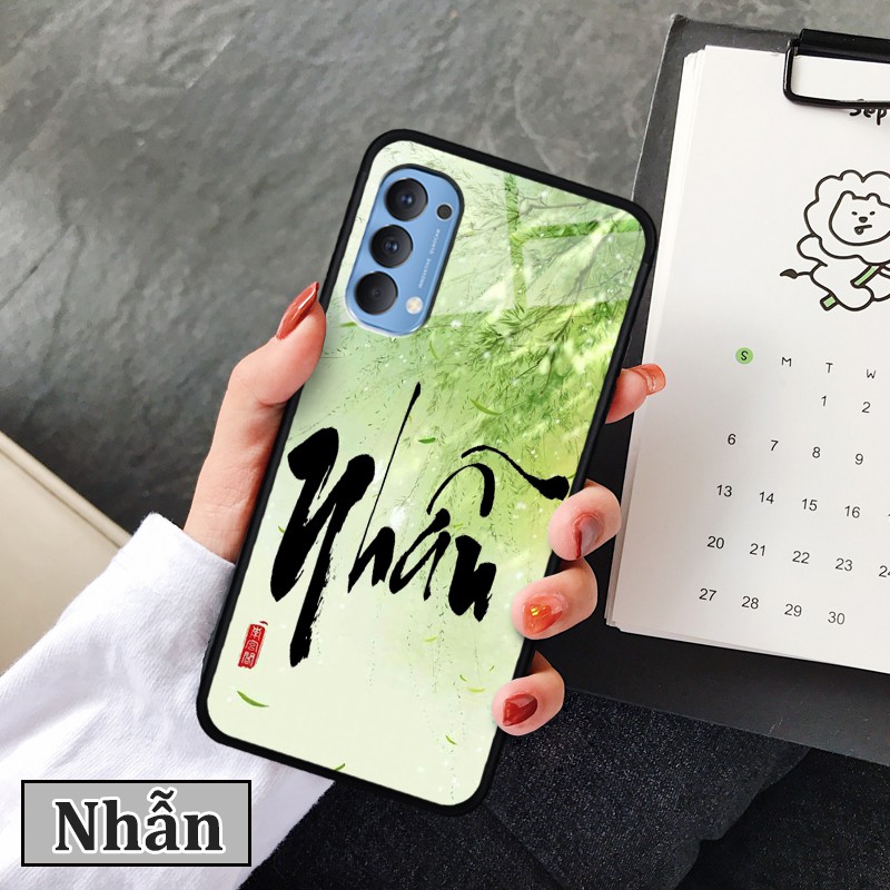 Ốp lưng kính 3D Oppo Reno 4 - chữ thư pháp ý nghĩa