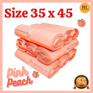 Túi gói hàng in thư cám ơn chất liệu cao cấp màu hồng đào size 35x45