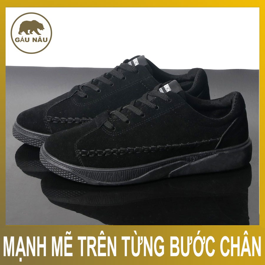 Giày sneaker full đen kiểu da lộn GN389 Gấu Nâu | BigBuy360 - bigbuy360.vn