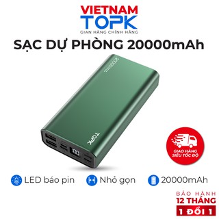 Sạc dự phòng 20000mAh TOPK I2006 Màn hình LED – 2 cổng ra – Hàng phân phối chính hãng – Bảo hành 12 tháng 1 đổi 1