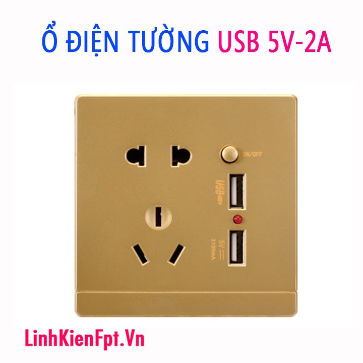 Ổ điện âm tường USB 5V 2A điện áp 110V 250VAC