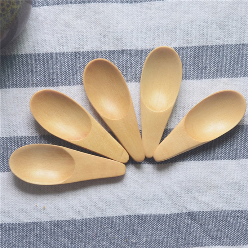Muỗng gỗ mini tự nhiên tay cầm ngắn dùng để múc gia vị/ trà cho gia đình