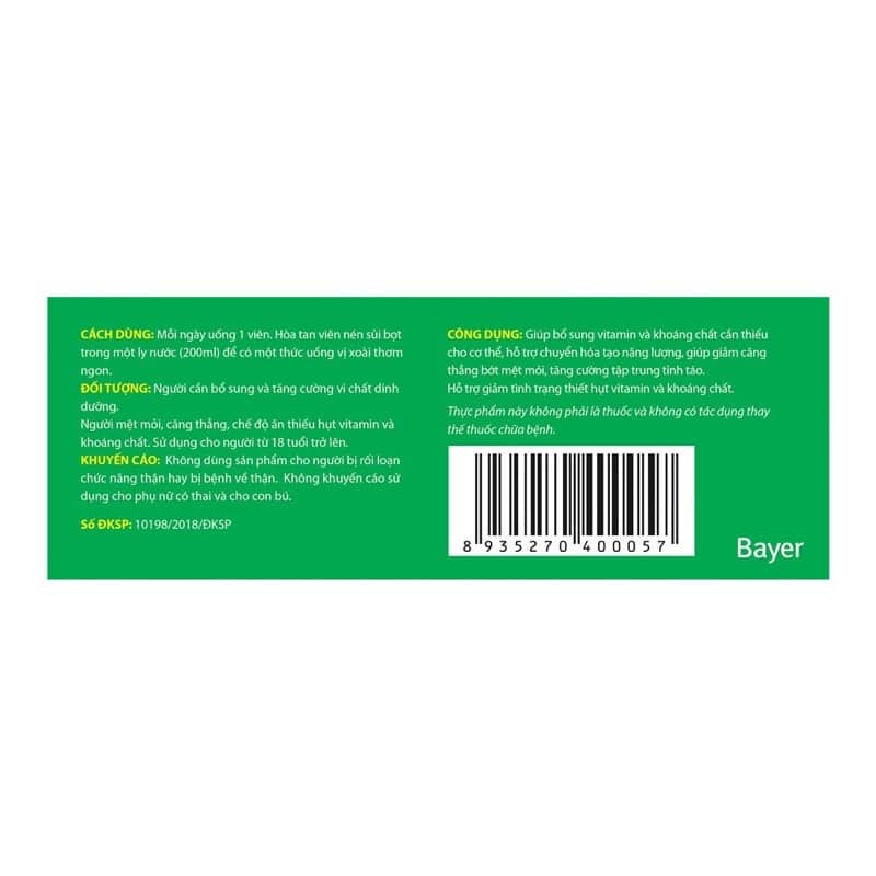 Viên sủi bổ sung Vitamin Berocca Performance Mango 24 Viên / Hộp