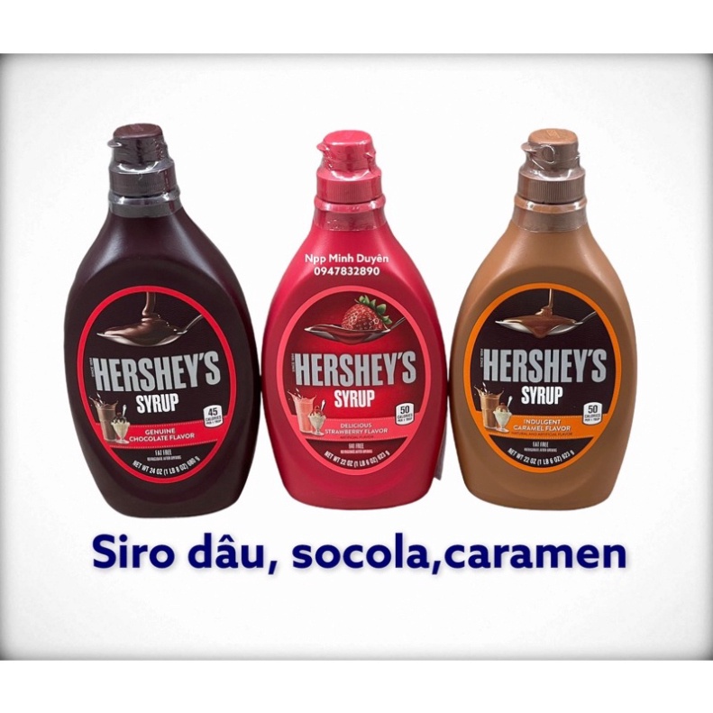 Syrup (siro) Hershey's cao cấp vị Socola và Dâu nhập khẩu trực tiếp từ Mỹ