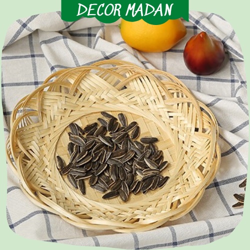 Rế tre tròn lót xoong nồi cách nhiệt, đan viền cánh sen thủ công, đựng hoa quả  - MADAN.