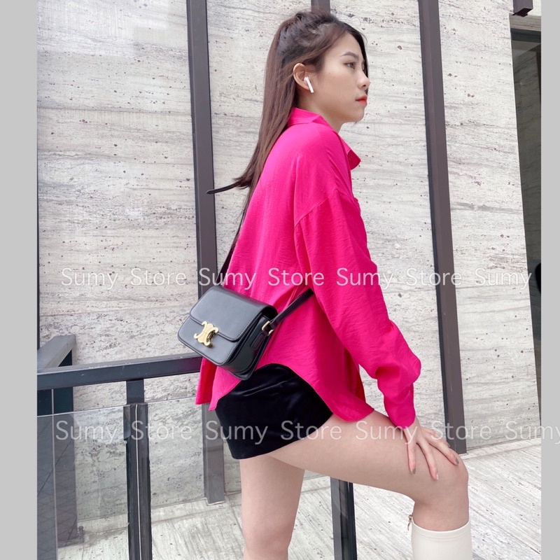 Áo sơ mi nữ cổ nơ chất đũi mát màu Hồng SEN cao cấp mềm mịn form rộng siêu mát thời trang thiết kế nữ SUMY STORE | BigBuy360 - bigbuy360.vn