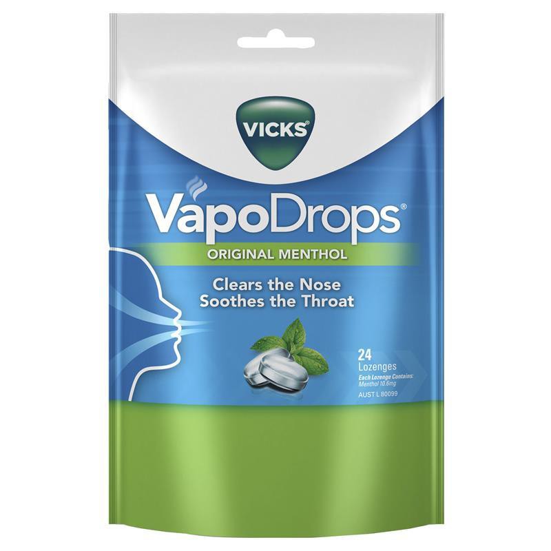 Kẹo ngậm thông mũi giảm ho Vicks VapoDrops Hương Bạc hà the mát (Original Menthol)