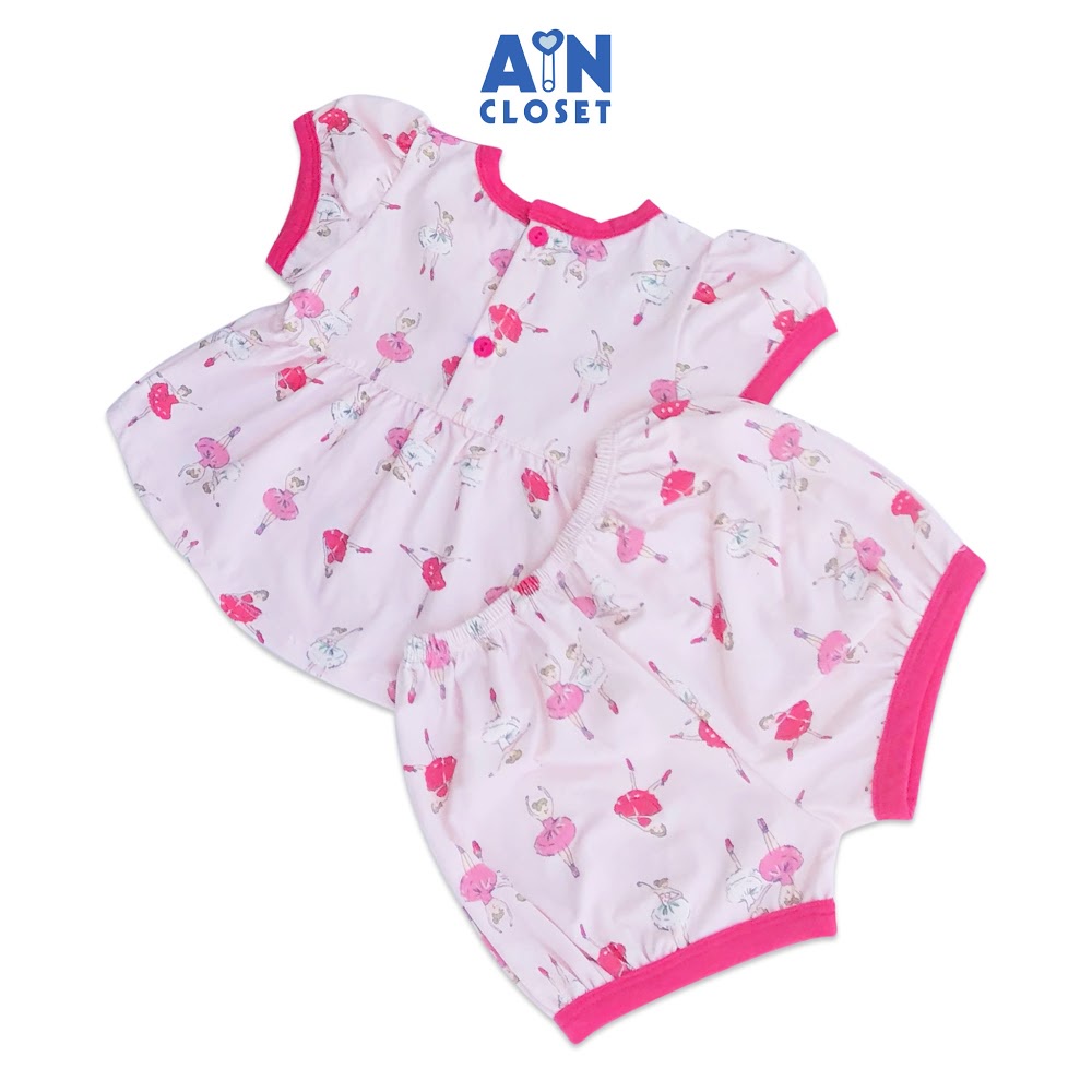 Bộ quần áo ngắn bé gái họa tiết Em bé múa ballet thun cotton - AICDBGKXNQJN - AIN Closet