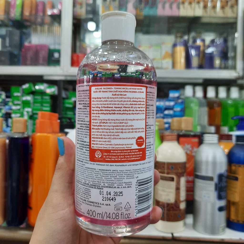 Nước tẩy trang tinh chất hoa hồng EVELINE FACEMED+ 400ML (new)