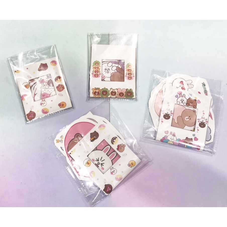 sticker gấu brown thỏ cony vịt sally cắt rời size to SCI4 có bao giấy cute dễ thương bullet journal