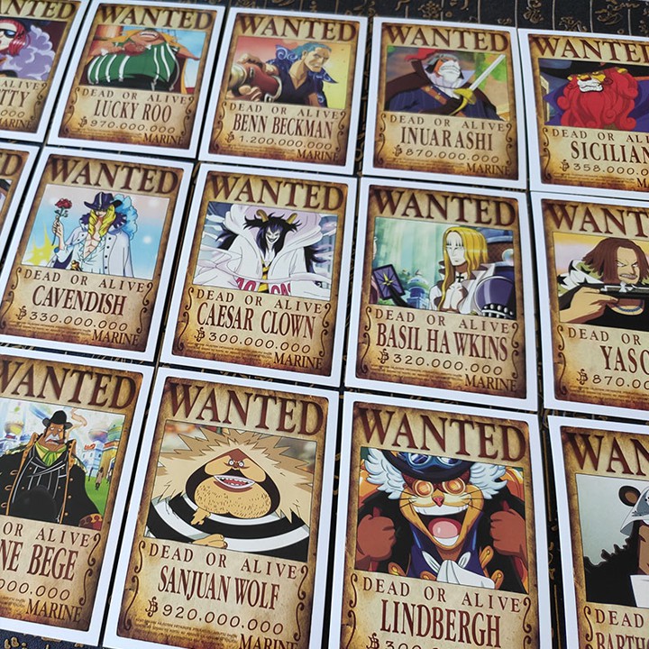 100 Poster truy nã size A6 nhân vật One Piece