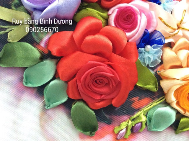Tranh thêu ruy băng 100x55cm